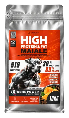 Sacco crocchette cani sportivi PiùCane Extreme Power Maiale, 10 kg