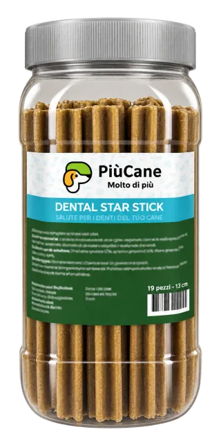 PiùCane Dental Star Stick, barattolo da 19 stick