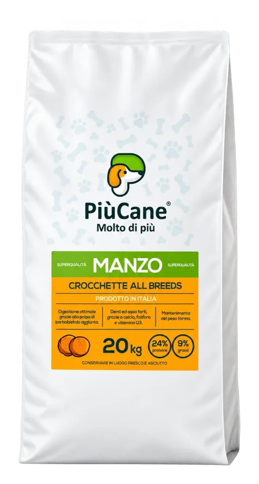 PiùCane Original - Crocchette manzo per cani adulti 20kg